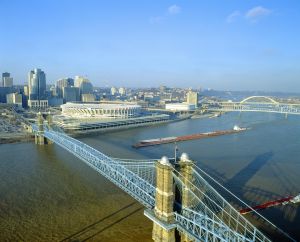 'Roebling Suspension Bridge, Cincinnati, Ohio'