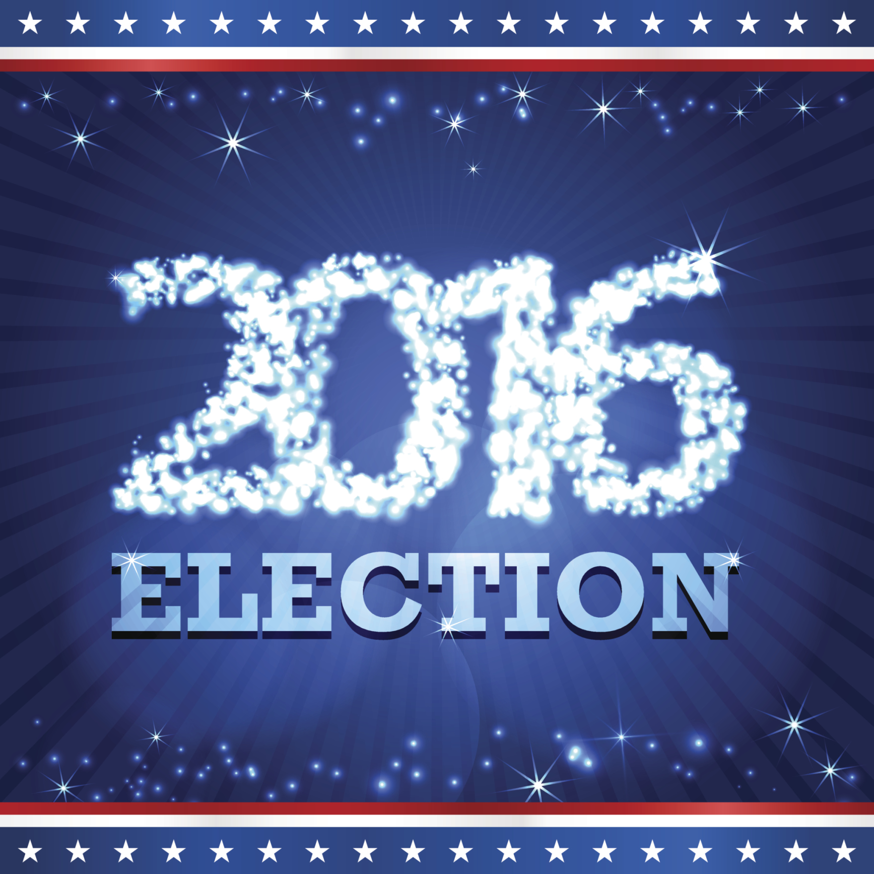 USA 2016 election design template on dark blue rays background