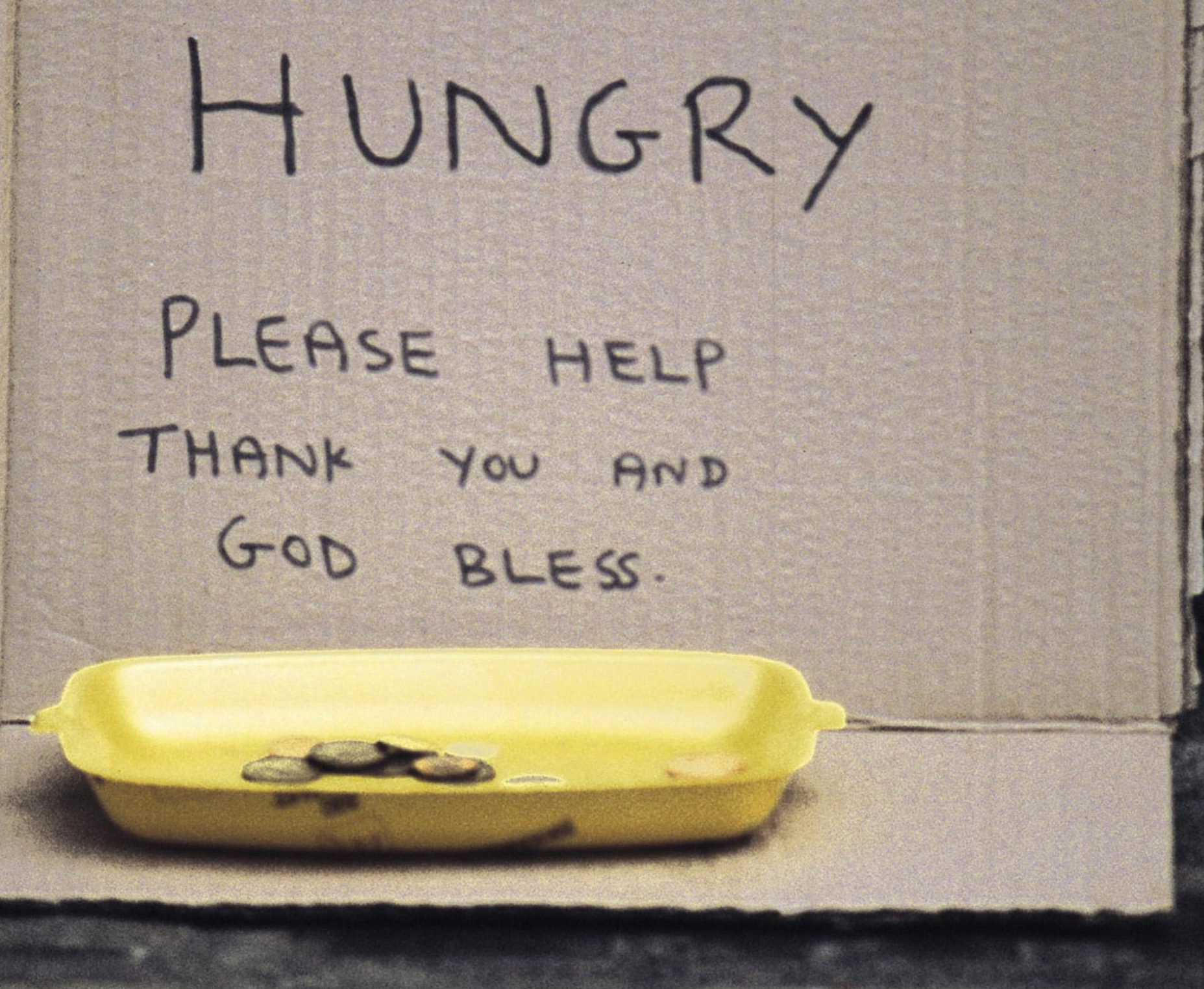 homeless and hungry sign