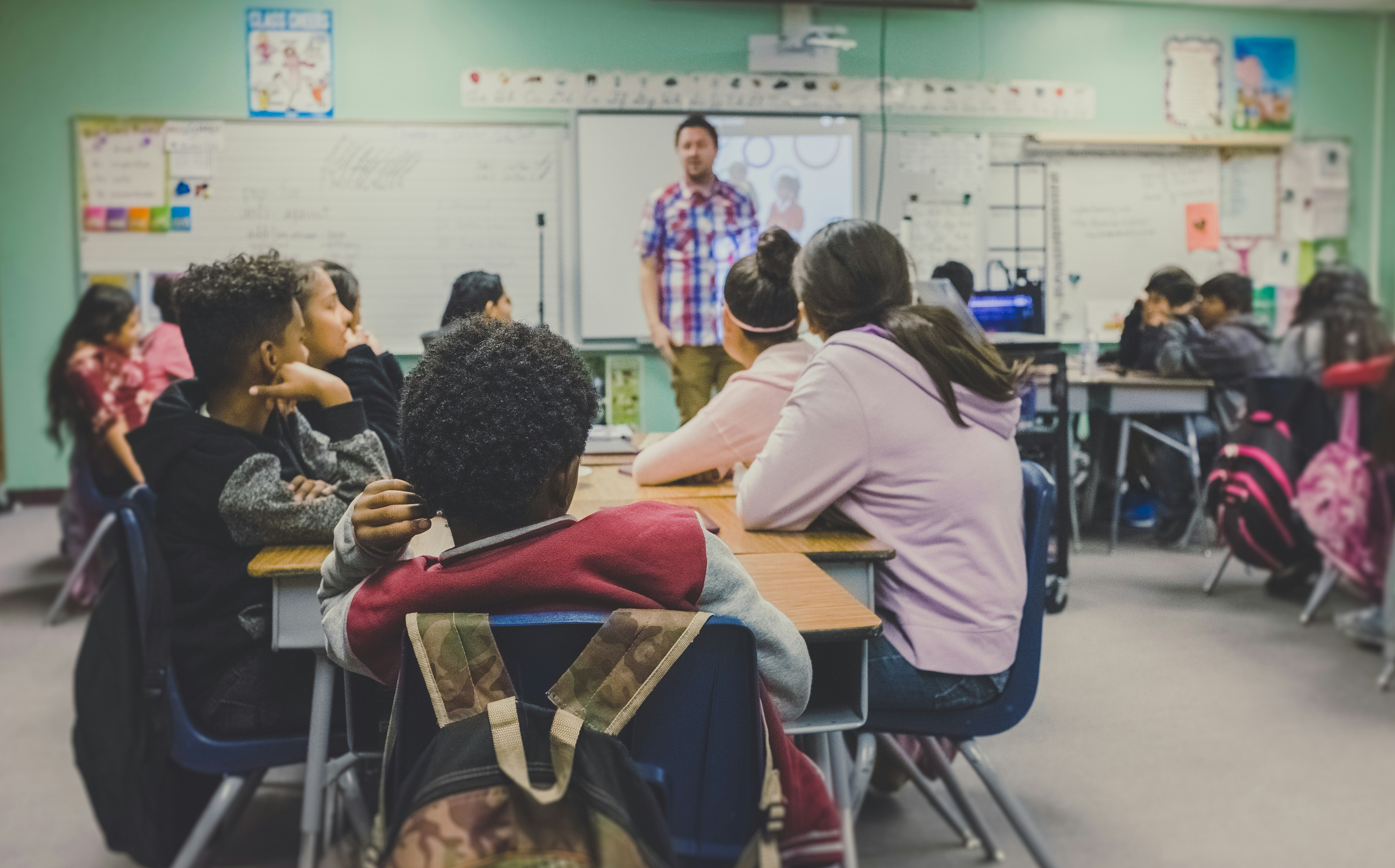 Students sitting in a classroom
