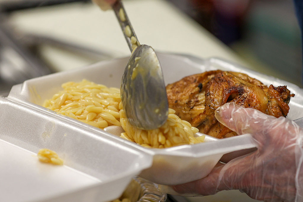 Sandra Kopestonsky prepares a meal at the Annunciation Greek Orthodox Church during the Wilkes-Barre Greek Food Festival on Wednesday, May 7, 2025. (Photo by Jason Ardan/The Citizens' Voice via Getty Images)